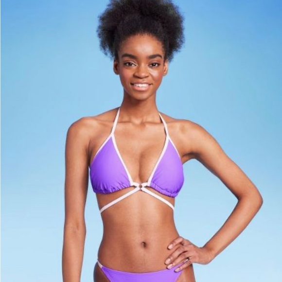 NWT WILD FABLE BIKINI TOP PURPLE AND WHITE - Picture 3 of 7